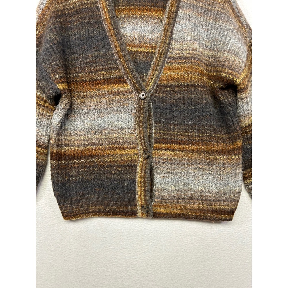 Christian Siriano Space Dye Knit Cardigan Women Medium Brown Sweater Earthy Boho - Picture 8 of 9